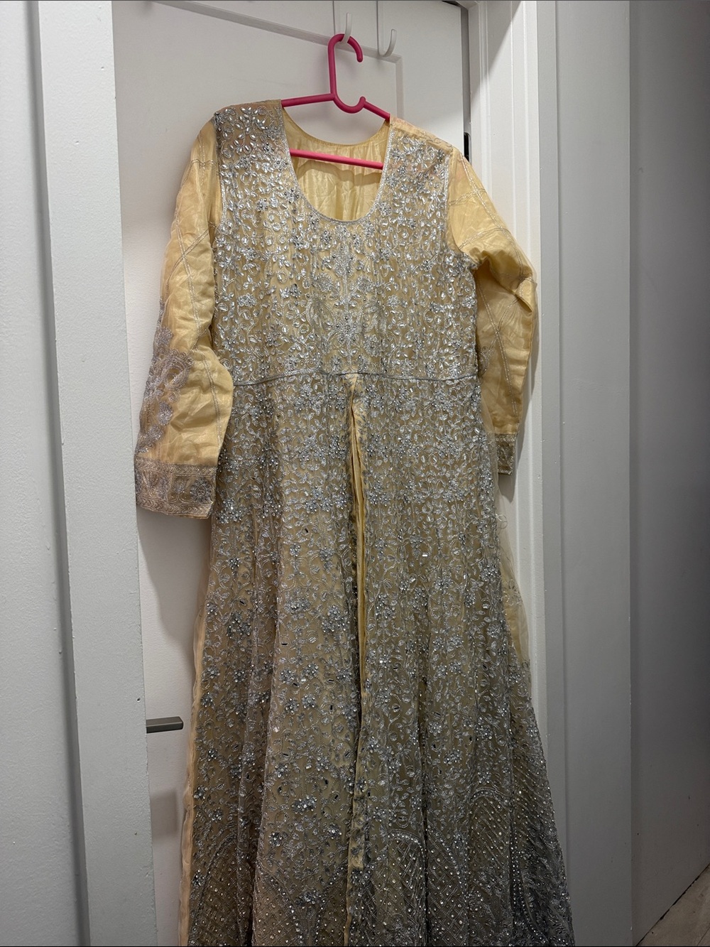 Desi wedding guest -  Embellished Gold maxi Dress